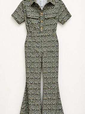 SM Wardrobe Bee Botanical Print Utility Jumpsuit Small Wide Leg